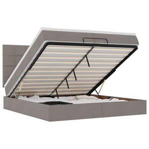 vidaXL Ottoman s&auml;ngram med madrasser taupe 200x200 cm tyg