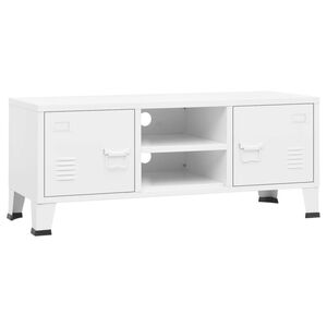 vidaXL Industriell tv-b&auml;nk vit 105x35x42 cm metall