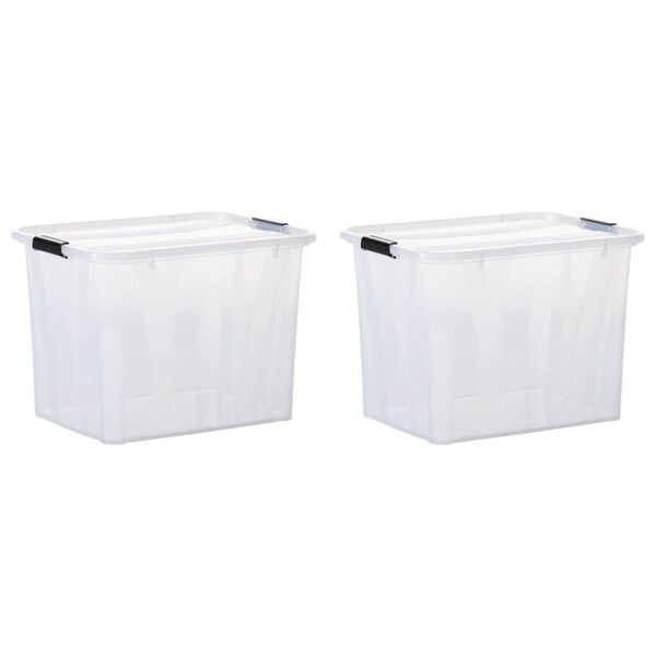vidaXL F&ouml;rvaringsl&aring;dor med lock 2 st genomskinlig 55 L