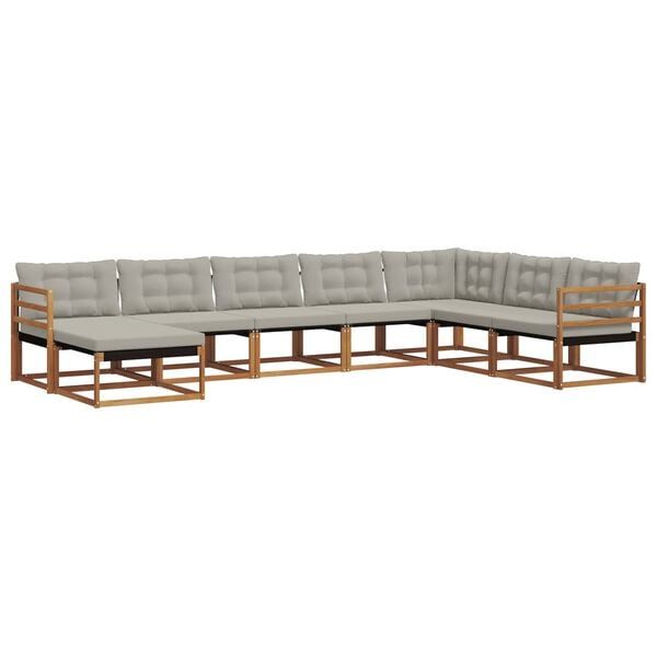 vidaXL Utomhussoffset 8 pcs Naturlig och Ljus Gr&aring; Massivt Akaciatr&auml;