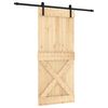 vidaXL Skjutd&ouml;rr Naturlig och svart 90 x 210 cm Massiv furutr&auml;d&ouml;rr