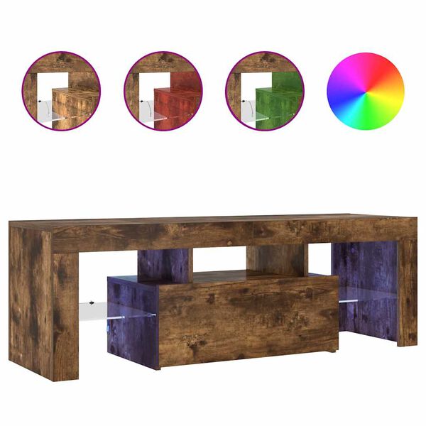 vidaXL Tv-b&auml;nk med LED-belysning r&ouml;kf&auml;rgad ek 120x35x40 cm