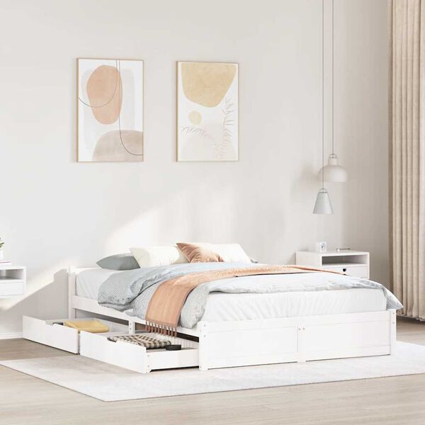 vidaXL Sängram utan madrass vit 120x200 cm massiv furu