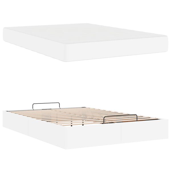 vidaXL S&auml;ngram med madrass med madrass 2 pcs Vit PVC