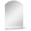 vidaXL V&auml;ggspegel med hylla 20x40 cm h&auml;rdat glas
