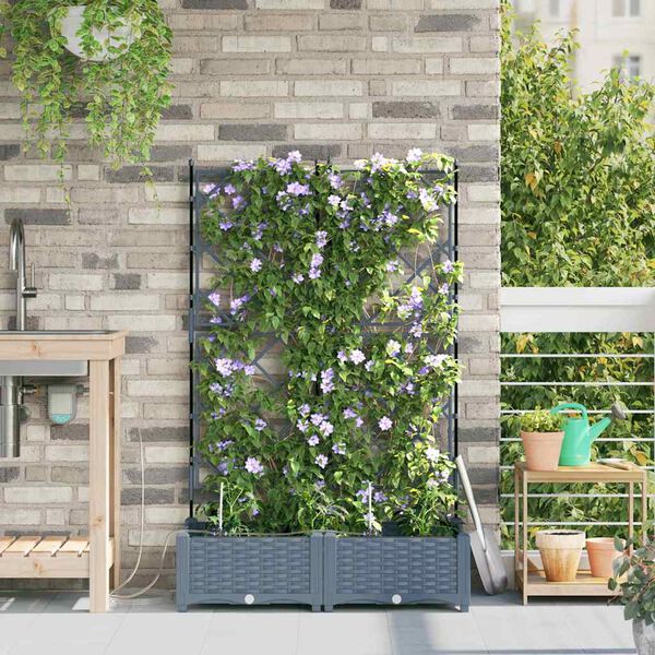 vidaXL Tr&auml;dg&aring;rdsplanterare 2 pcs Ljusgr&aring; St&aring;l