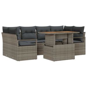 vidaXL Tr&auml;dg&aring;rdsoffset med lagring 7 pcs Gr&aring; Poly rattan