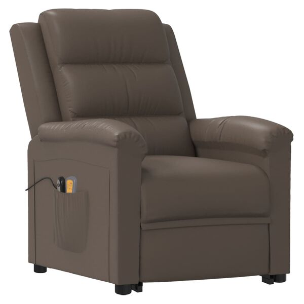 vidaXL Massagef&aring;t&ouml;lj med uppresningshj&auml;lp gr&aring; konstl&auml;der