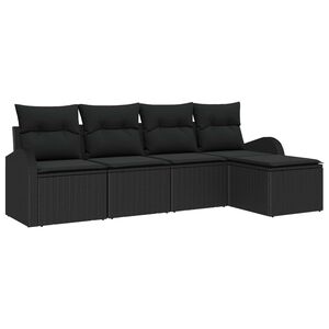 vidaXL Soffset med kudde med lagring 5 pcs Svart konstrotting