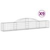 vidaXL Gabioner b&aring;gformade 9 st 300x30x40/60 cm galvaniserat j&auml;rn