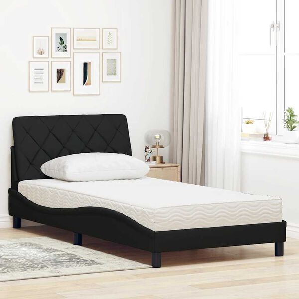 vidaXL Bed with Mattress Black 100x200 cm Fabric