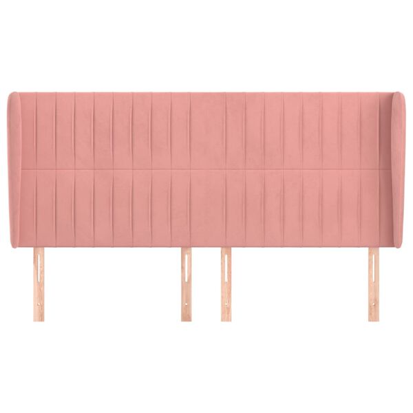 vidaXL S&auml;nggavel med kanter rosa 203x23x118/128 cm sammet