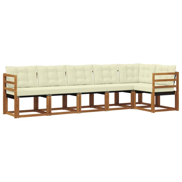 vidaXL Utomhussoffset med kudde 6 pcs Naturlig och Gr&auml;dde