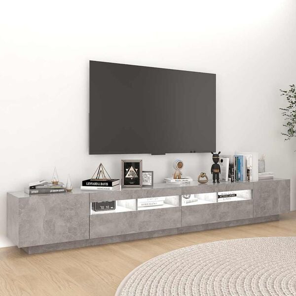 vidaXL TV-b&auml;nk med LED-belysning betonggr&aring; 260x35x40 cm