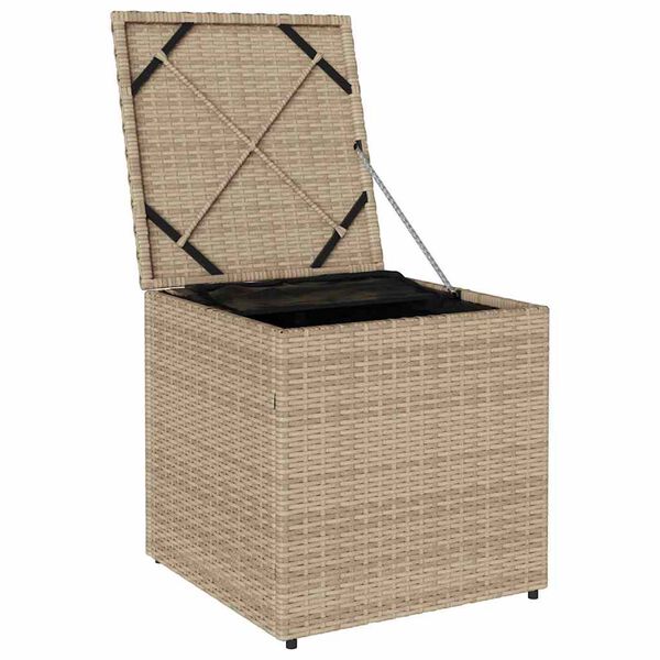 vidaXL Kuddbox med lagring Beige 50 x 50 x 50 cm konstrotting