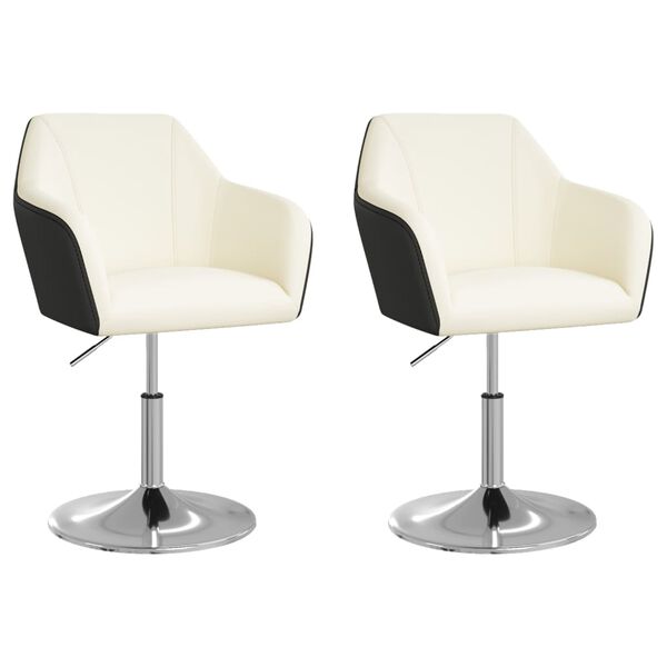 vidaXL Snurrbara matstolar 2 st vit och svart konstl&auml;der