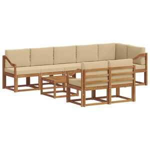 vidaXL Utomhussoffset med kudde 9 pcs Naturlig och Beige