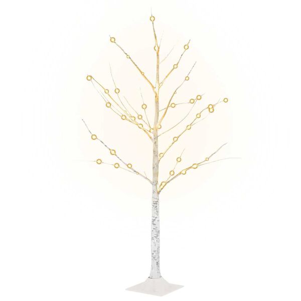 vidaXL Björkträd med LED varmvit 48 LEDs 120 cm