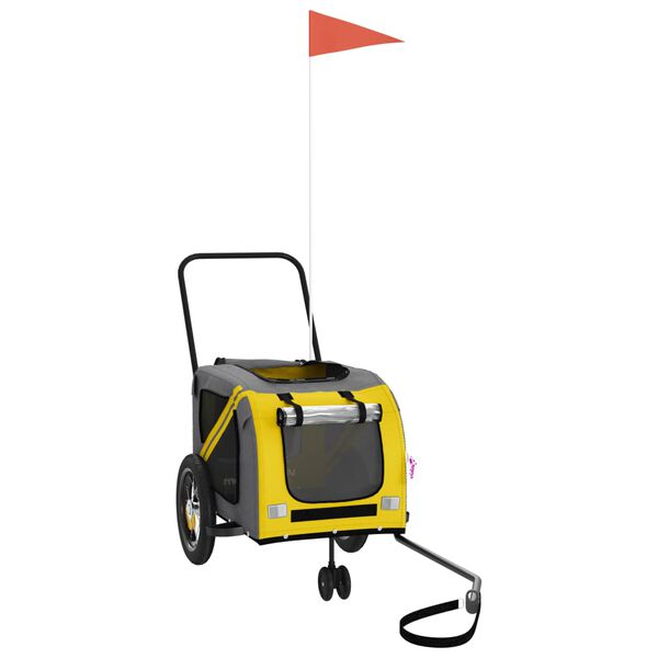 vidaXL Cykelvagn för djur gul och svart oxfordtyg och järn