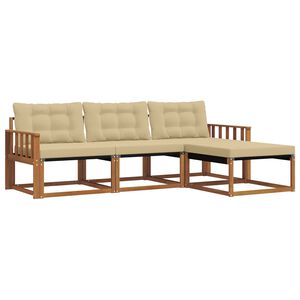 vidaXL Utomhussoffset med kudde 4 pcs Naturlig och Beige