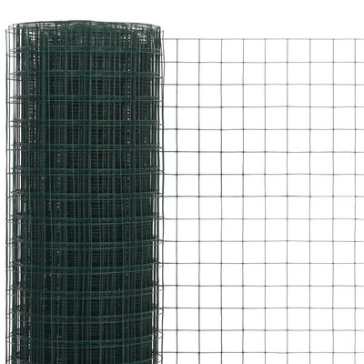 vidaXL Hönsnät stål med PVC-beläggning 10x0,5 m grön