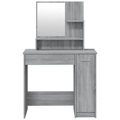 vidaXL Sminkbord med spegel grå sonoma 86,5x35x136 cm
