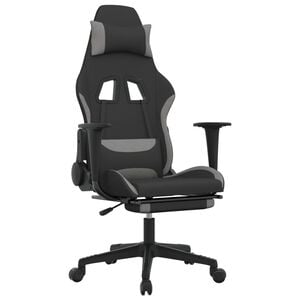 vidaXL Gamingstol med fotst&ouml;d svart och ljusgr&aring; tyg