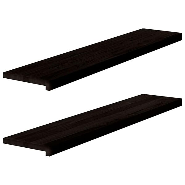 vidaXL Trappstegsmattor 2 pcs m&ouml;rkbrun 120x30x2 cm massiv ek