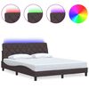 vidaXL Bed Frame with LED without Mattress Dark Brown 160x200 cm Fabric