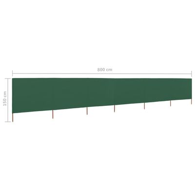vidaXL Vindskydd 6 paneler tyg 800x120 cm grön