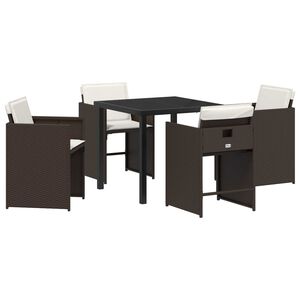 vidaXL Tr&auml;dg&aring;rdsm&ouml;belset med kudde 5 pcs Brun konstrotting