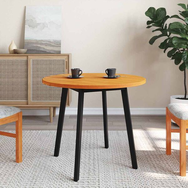 vidaXL Bordsskiva rund vaxad brun Ø80x2,5 cm massiv furu