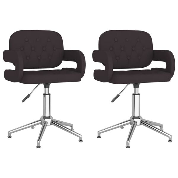 vidaXL Snurrbara matstolar 2 st svart konstl&auml;der