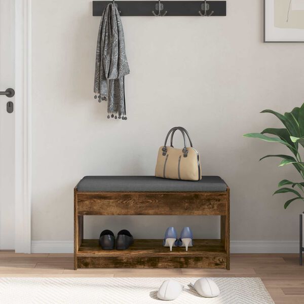 vidaXL Hallb&auml;nk R&ouml;kt Ek 83 x 38 x 45 cm Konstruerat Tr&auml; och Tyg