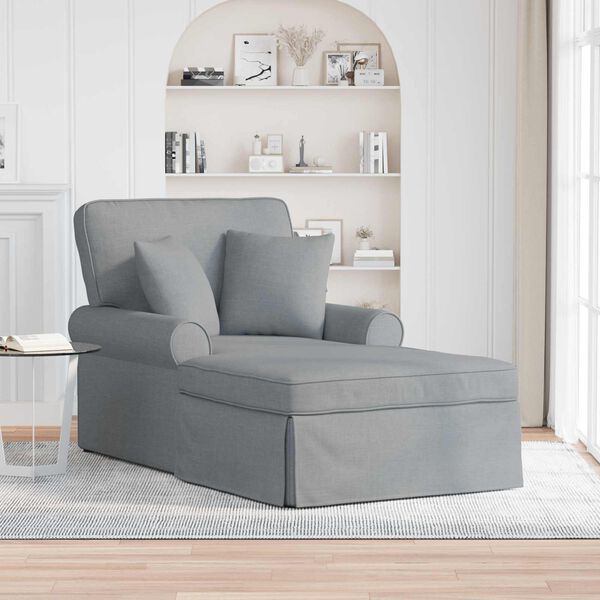 vidaXL Chaise Lounge med Kjol med kudde Ljusgr&aring; 91 x 157 x 91 cm tyg