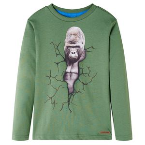 T-shirt med l&aring;nga &auml;rmar f&ouml;r barn ljus khaki 104