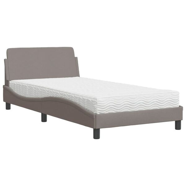 vidaXL Bed with Mattress "Dover" Taupe 100x200 cm Fabric