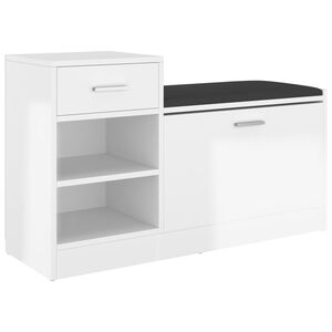 vidaXL Skob&auml;nk vit h&ouml;gglans 94,5x31x57 cm konstruerat tr&auml;