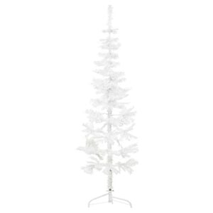 vidaXL Smal halv plastgran med stativ vit 120 cm