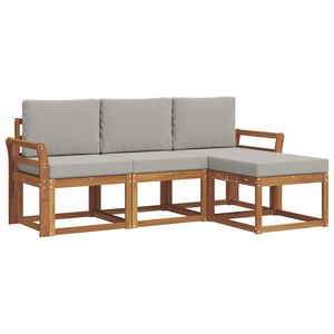 vidaXL Utomhussoffset med kudde 4 pcs Naturlig och Ljus Gr&aring;