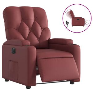 vidaXL Elektrisk reclinerf&aring;t&ouml;lj vinr&ouml;d konstl&auml;der