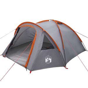 vidaXL Dome T&auml;lt 4 person 308 x 268 x 130 cm Gr&aring; och orange taffeta