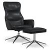 vidaXL Vilstol med pall glansig svart konstl&auml;der