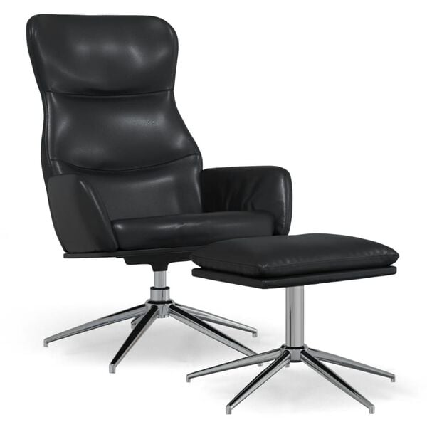 vidaXL Vilstol med pall glansig svart konstl&auml;der