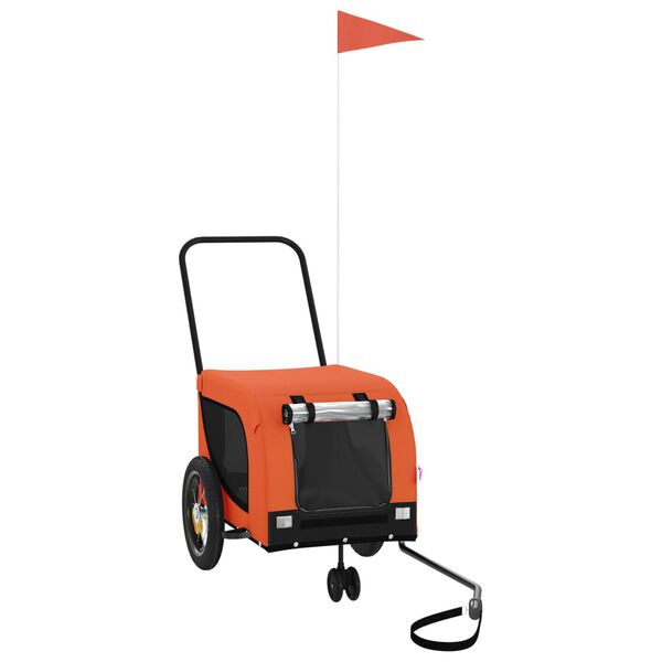 vidaXL Cykelvagn för djur orange och svart oxfordtyg och järn