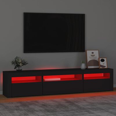 vidaXL Tv-bänk med LED-belysning svart 195x35x40 cm