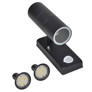 LED V&auml;gglampa rostfritt st&aring;l cylinderformad svart med sensor