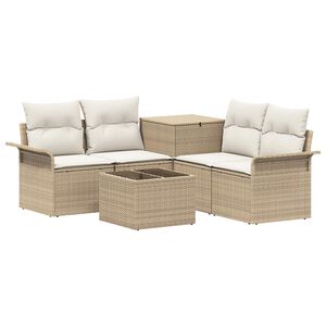 vidaXL Soffset 6 st 4-Antal sittplatser Beige och kr&auml;mvit