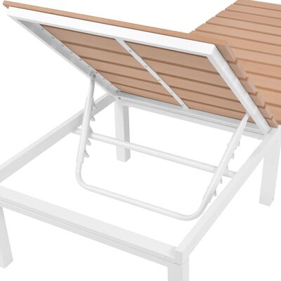vidaXL Solsäng med bord aluminium WPC brun