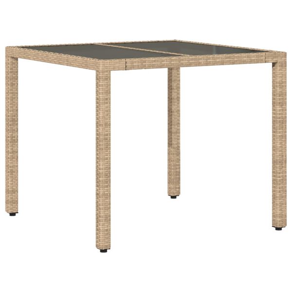 vidaXL Matgrupp för trädgård med dynor 3 delar beige konstrotting&glas